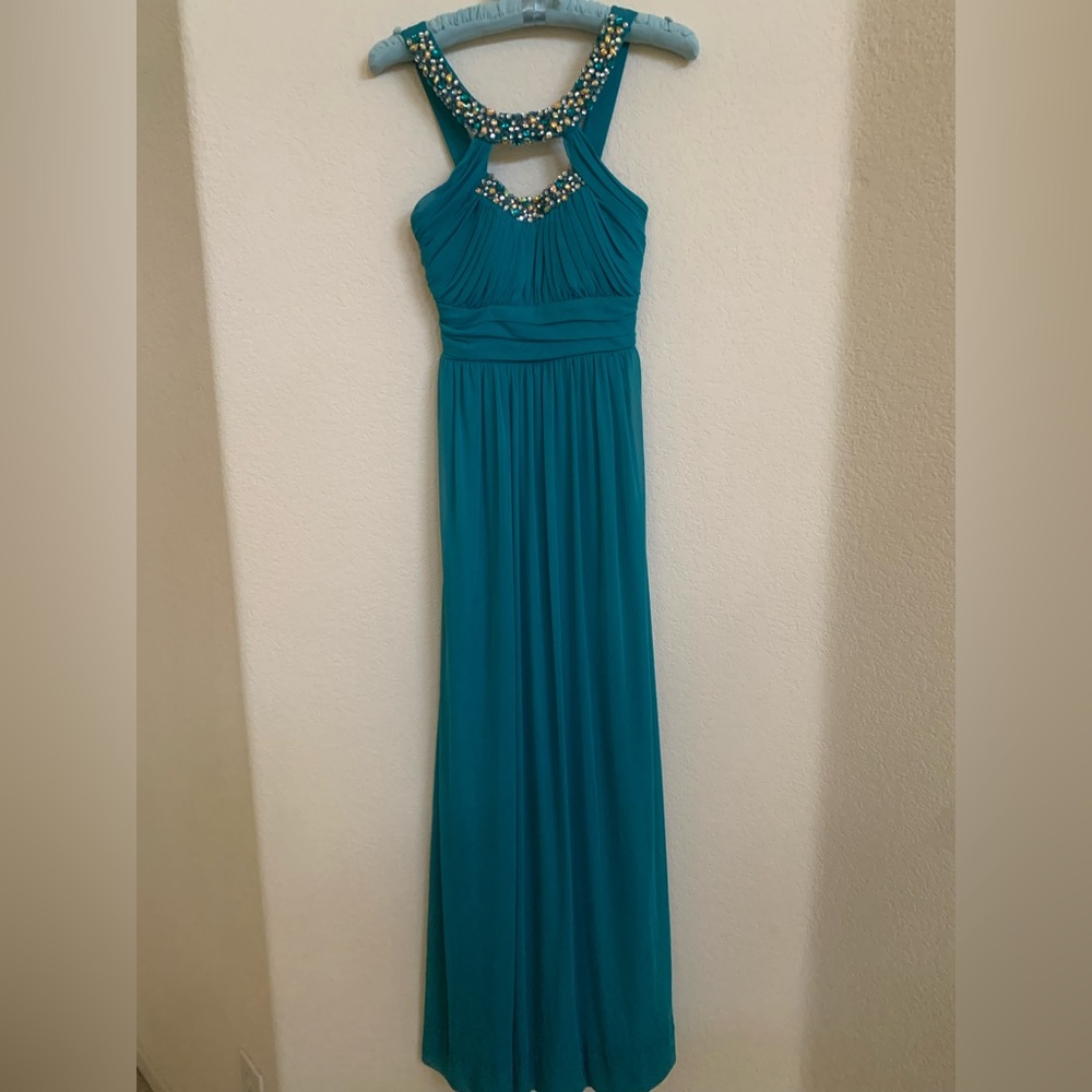City Studio Teal Embellished Prom Dress